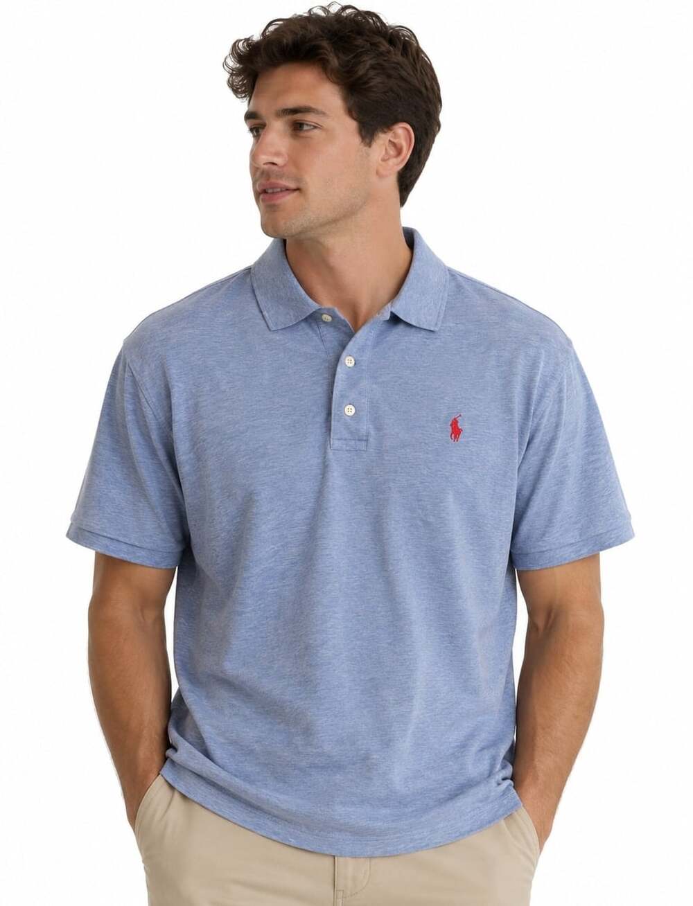 Polo Ralph Lauren Men's Light Blue Classic Fit 100% Cotton Polo Shirt (Size L) - Picture 1 of 7
